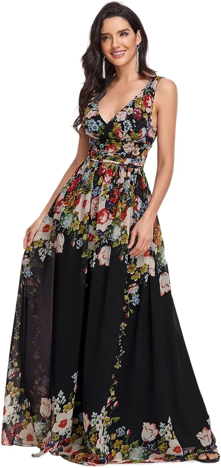Ever-Pretty Womens Bridesmaid Dress V-Neck Sleeveless A Line Chiffon Floor Length Formal Dress 09016