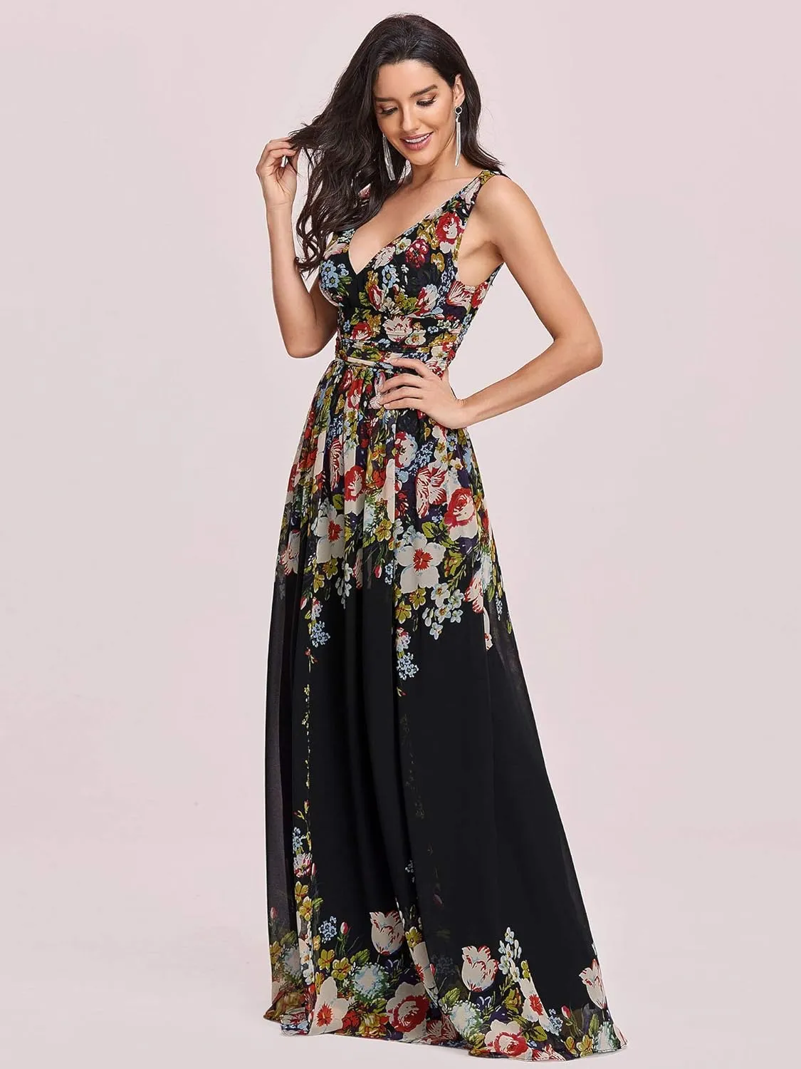 Ever-Pretty Womens Bridesmaid Dress V-Neck Sleeveless A Line Chiffon Floor Length Formal Dress 09016