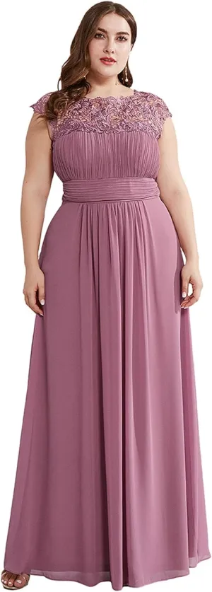 Ever-Pretty Women's Plus Size Lace Cap Sleeve Long Formal Evening Dress Maxi Dresses 09993PZUSA
