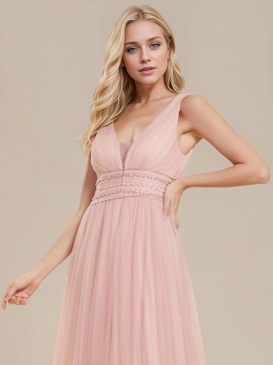 Ever-Pretty Women's Sleeveless Tulle Prom Dresses A-Line Long Formal Evening Dresses