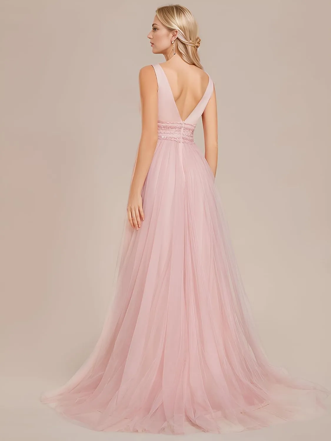 Ever-Pretty Women's Sleeveless Tulle Prom Dresses A-Line Long Formal Evening Dresses