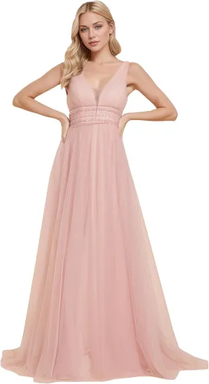 Ever-Pretty Women's Sleeveless Tulle Prom Dresses A-Line Long Formal Evening Dresses