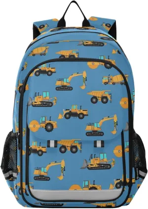 Excavator Concrete Mixer Backpack for Student; School Backpacks Travel Laptop Bags Bookbags for Suitable for ages 6-12 Student