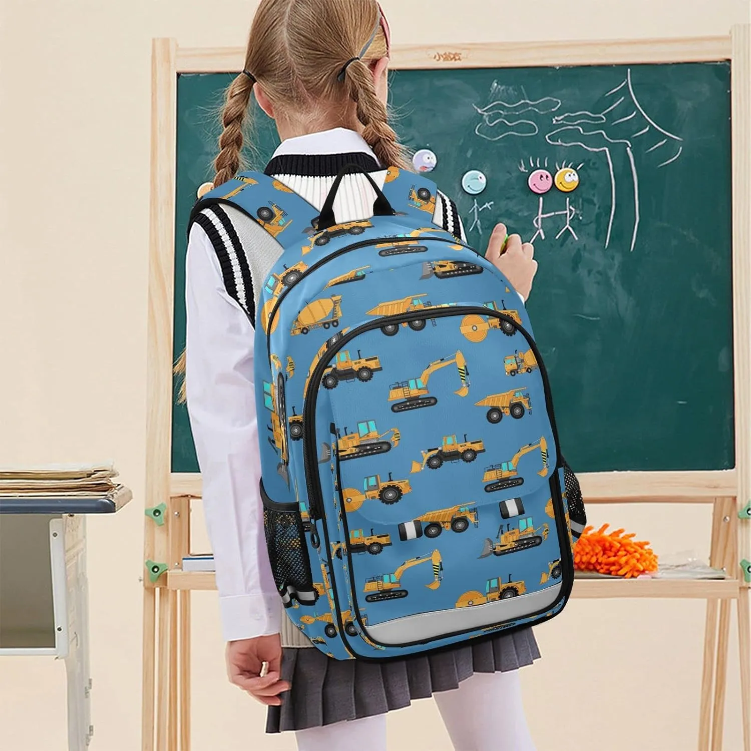 Excavator Concrete Mixer Backpack for Student; School Backpacks Travel Laptop Bags Bookbags for Suitable for ages 6-12 Student