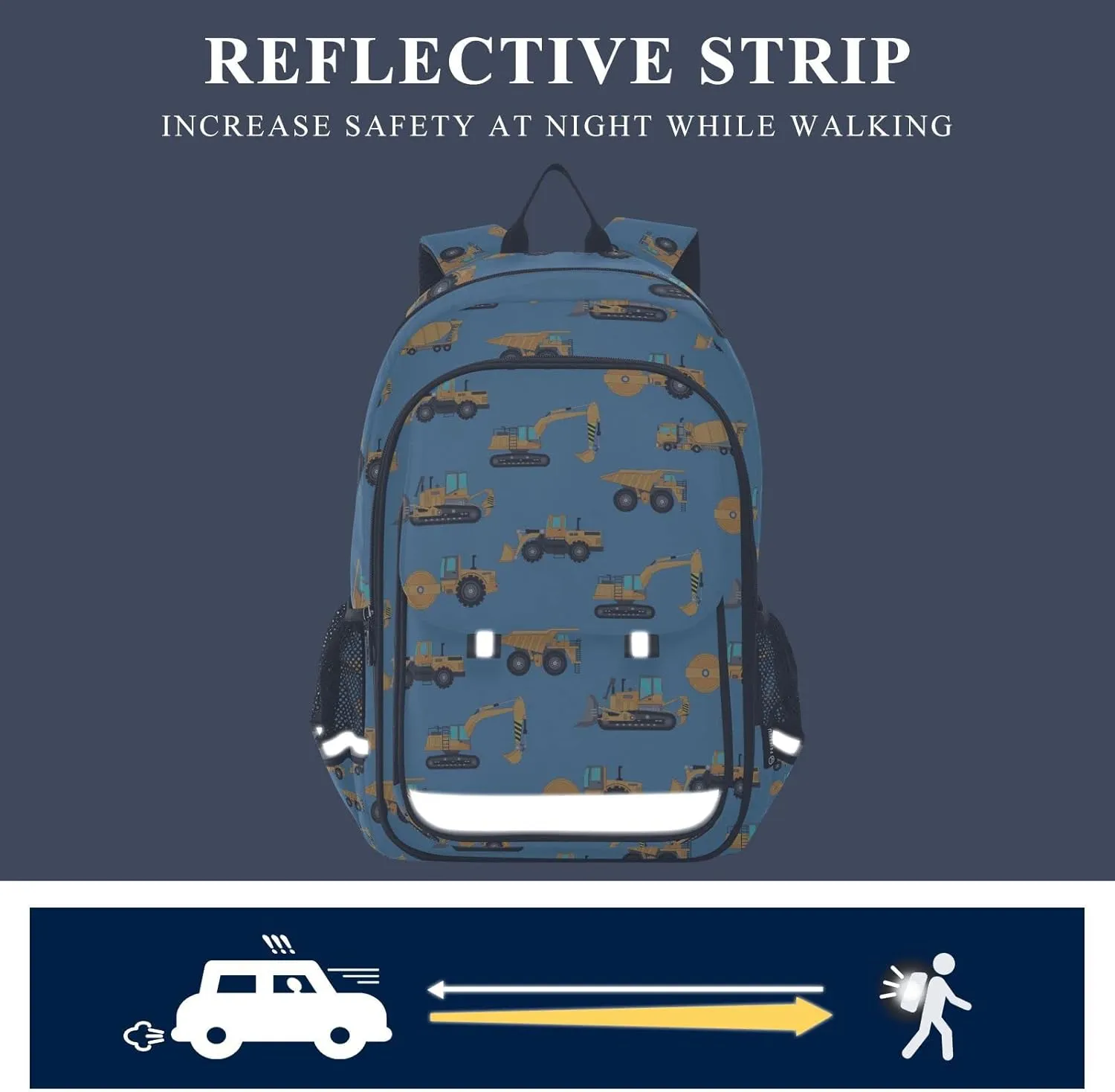 Excavator Concrete Mixer Backpack for Student; School Backpacks Travel Laptop Bags Bookbags for Suitable for ages 6-12 Student