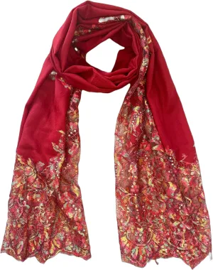Exclusive Hand Made Ladakh Pashmina with France Calais Lace Shawl and for Evening Dress Scarf for Wedding Costume Party