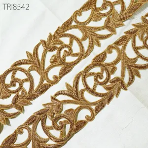 Exclusive Zardozi Trim By Yard | Indian Handmade Wedding Sari Border DIY Craft Ribbon Saree Embroidered Sew on Zari Trim Embellish Costumes