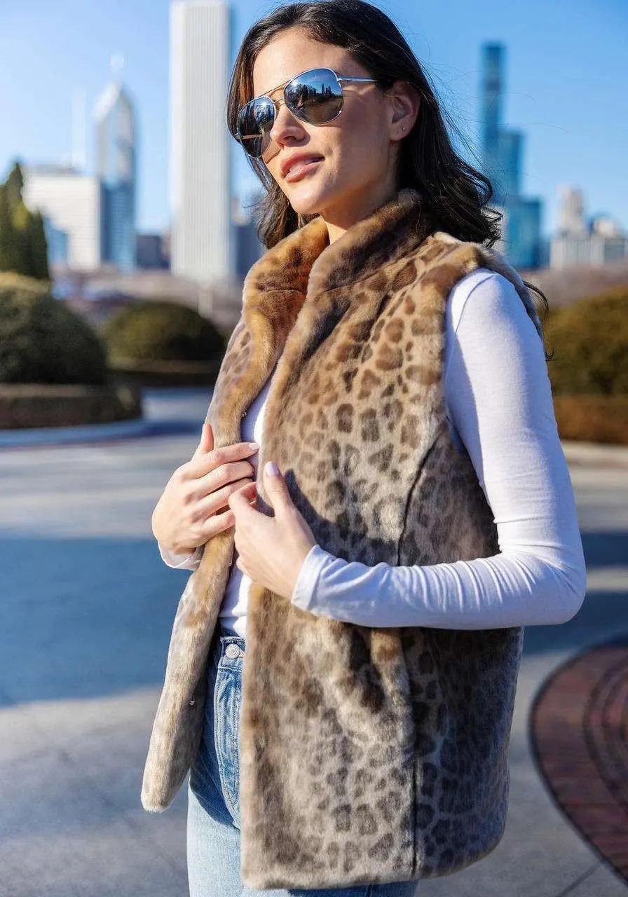 Fabulous-Furs Donna Salyers Black Mink Faux Fur Hook Vest