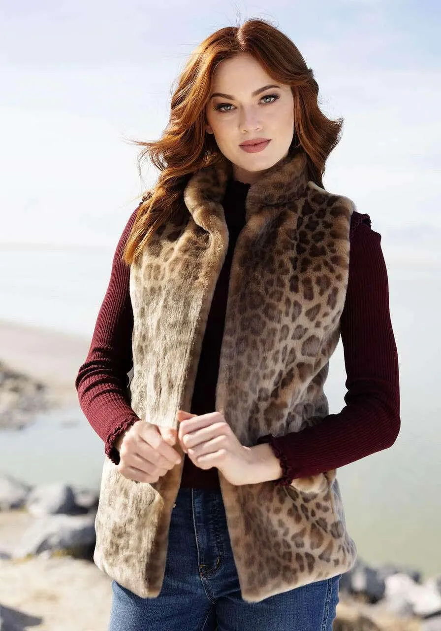 Fabulous-Furs Donna Salyers Black Mink Faux Fur Hook Vest