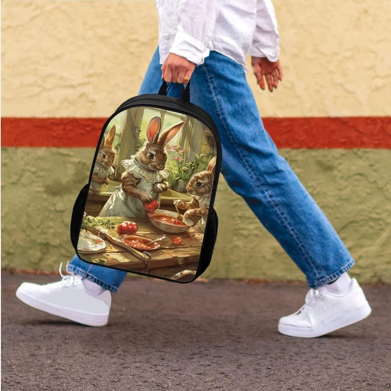 Fairytale Coffee Giraffe Backpack And Lunch Bag Set for Girls Boys Soft Mesh Adjustable Shoulder Strap Book Backpacks with Pencil Bag Student Insulated Lunch Bag Daypack 3 Pcs Beige