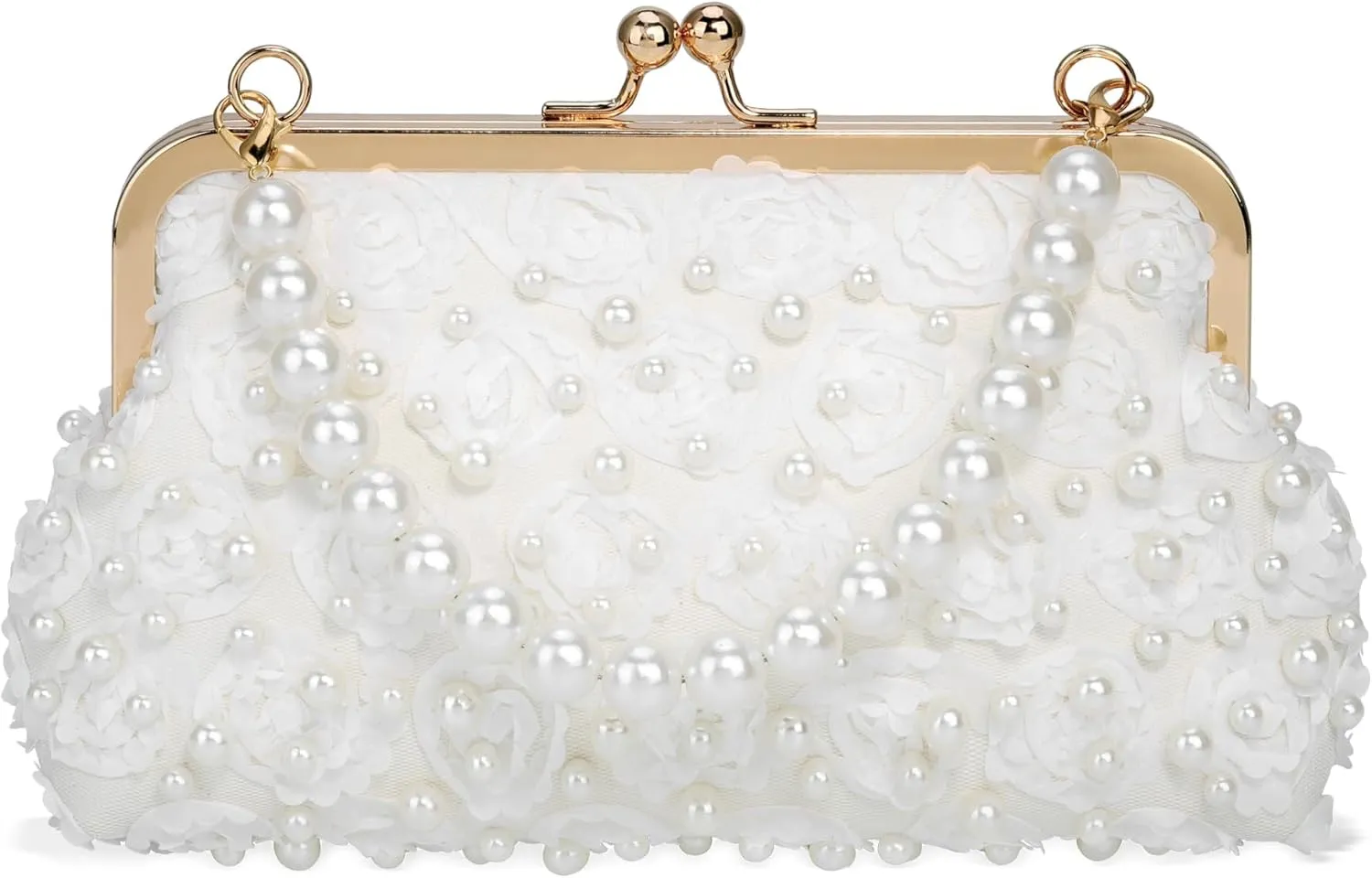 FALETO Pearl Clutch Bag for Women Evening Wedding Party Bridal Handbag Ladies Beaded Clutch Purse for Party