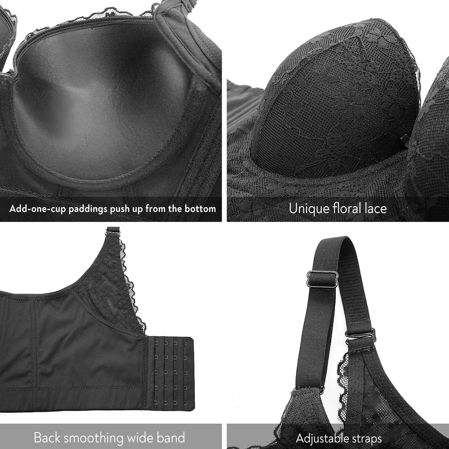 FallSweet Push Up Bras for Women Corset Top Bustier Padded Underwire Bra Add One Cup
