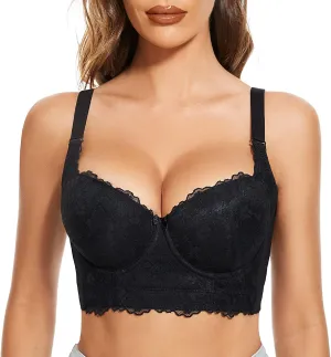 FallSweet Push Up Bras for Women Corset Top Bustier Padded Underwire Bra Add One Cup