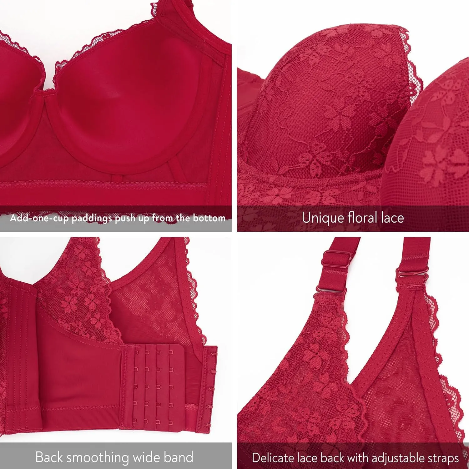 FallSweet Push Up Bras for Women Corset Top Bustier Padded Underwire Bra Add One Cup