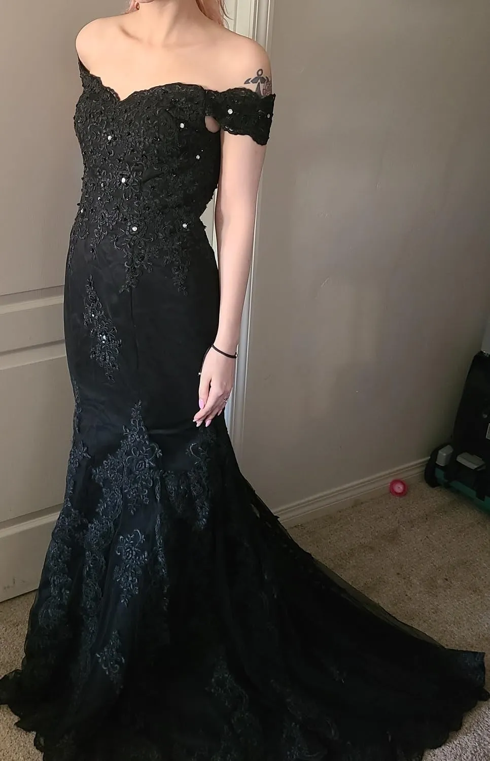 Fanao Off Shoulder Mermaid Evening Prom Dresses Long Appliqued Beadedformal Gown for Women PM39