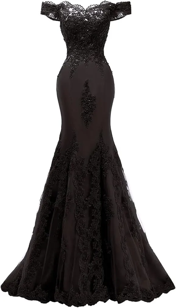 Fanao Off Shoulder Mermaid Evening Prom Dresses Long Appliqued Beadedformal Gown for Women PM39