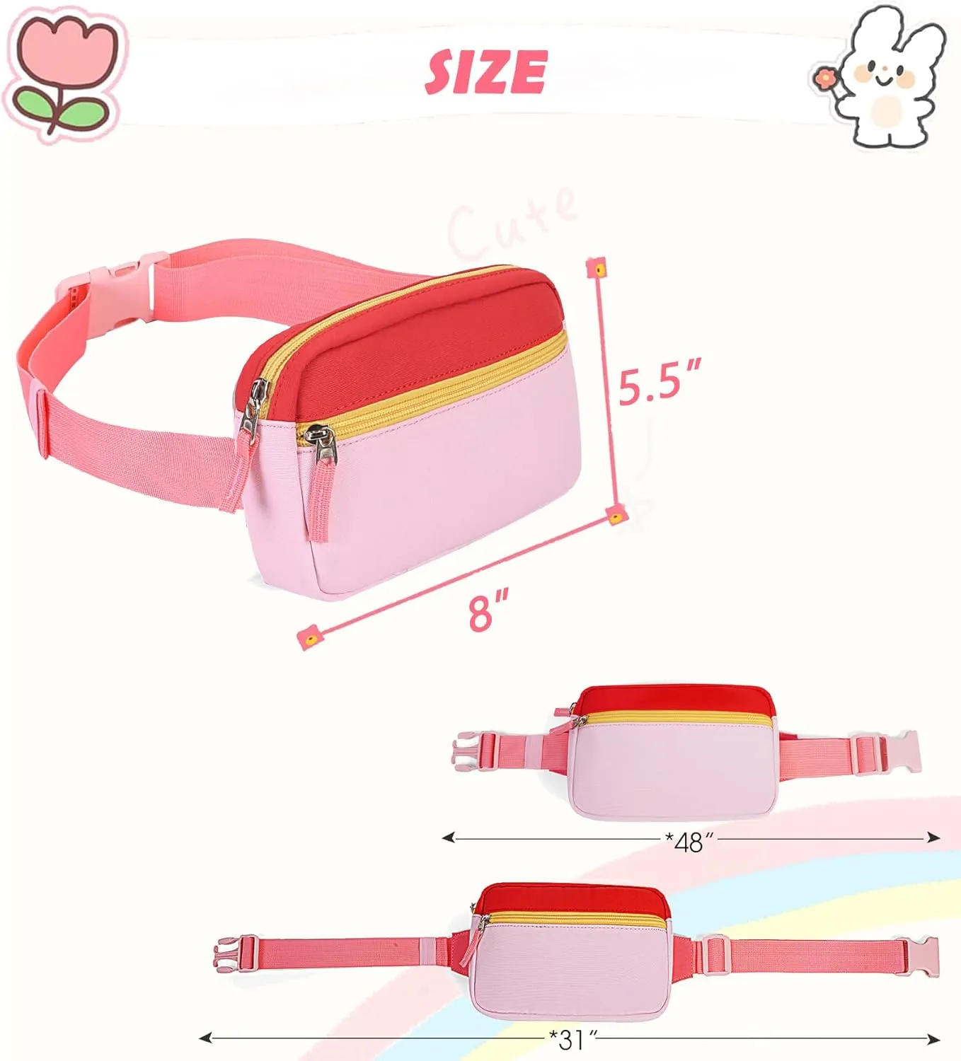 Fanny Pack for Girls Teens Kids, Toddler Belt Bag Birthday Gift Crossbody Waist Bag Gift