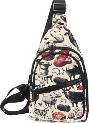 Farm animals Sling Bag for Women Men Backpack Fanny Pack Crossbody Chest Travel Shoulder Belt Bags Purse Handbag