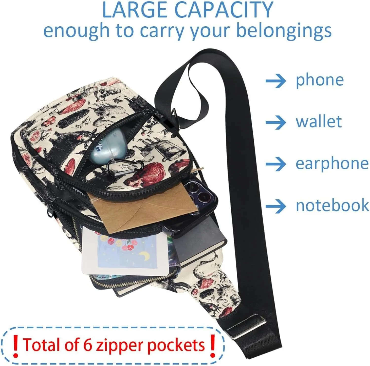 Farm animals Sling Bag for Women Men Backpack Fanny Pack Crossbody Chest Travel Shoulder Belt Bags Purse Handbag