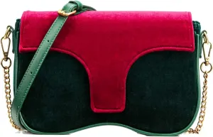 Farm4Far Women Velvet Velour Stiff Shoulder Evening Crossbody Bag