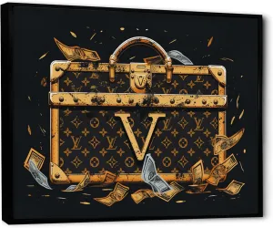 Fashion Oversized framed wall art decor, Fashion framed wall Art, Luxury Handbags in Gold, Gold Glam black framed wall art, 32x16 inches black frame