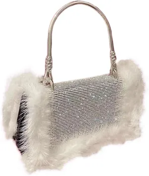 Fashion Velvet Evening Clutch with Elegant Crystal Handle Mini Shoulder Bag Crossbody Bag