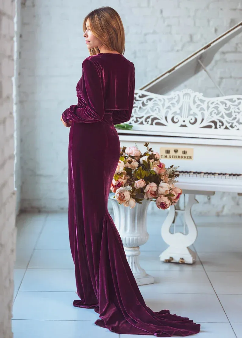 Fashionable and Beautiful Velvet dress Velvet Evening Dress