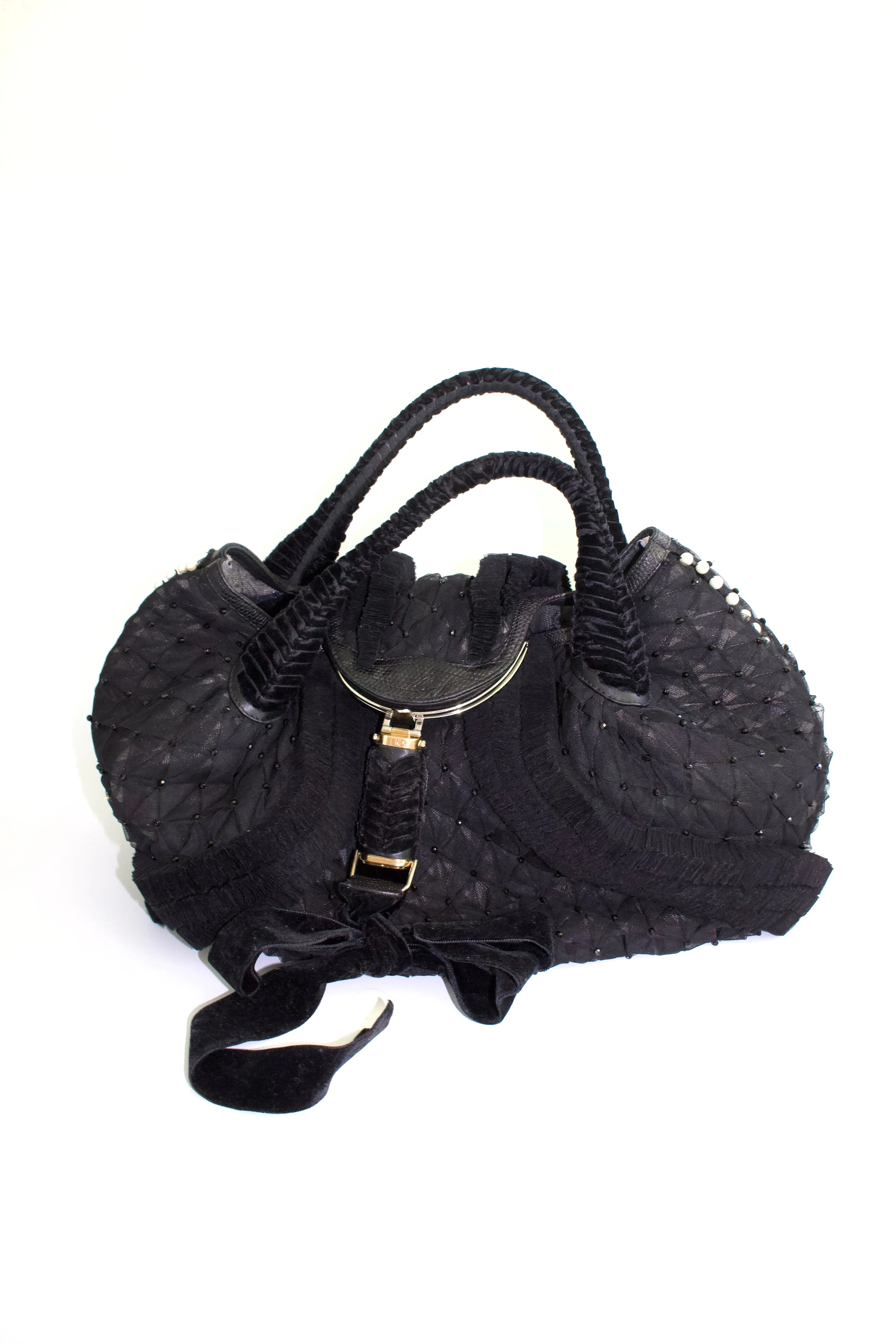Fendi FW 2005 black lace Spy bag