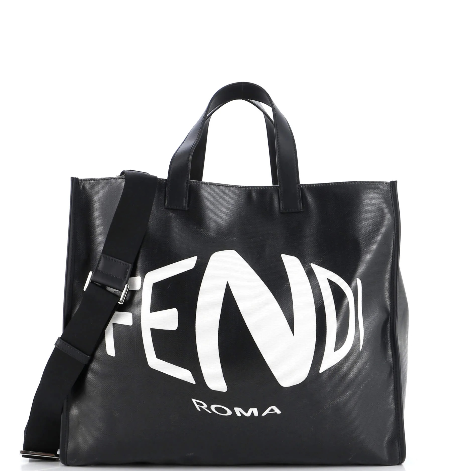 FENDI Logo Shopper Tote Vertigo Coated Canvas Large