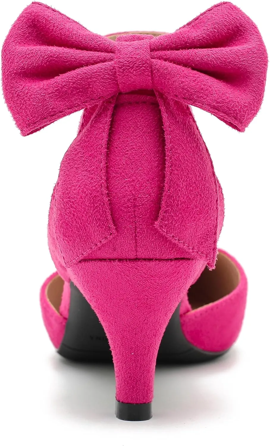 fereshte Women's Wedding Evening Party Bow Kitten Heels Pumps Ankle Strap Buckle Dress Shoes