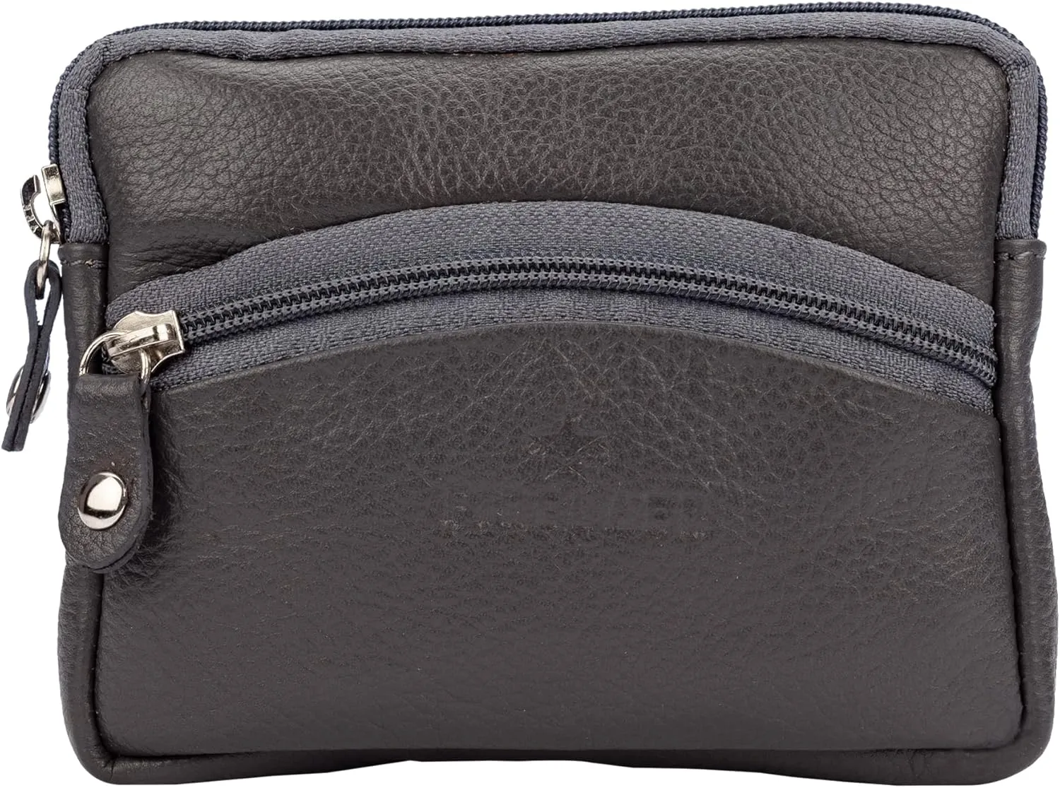 FINELAER Leather Coin Pouch Purse Wallet Change Pocket Size Holder Zipper For Men & Women