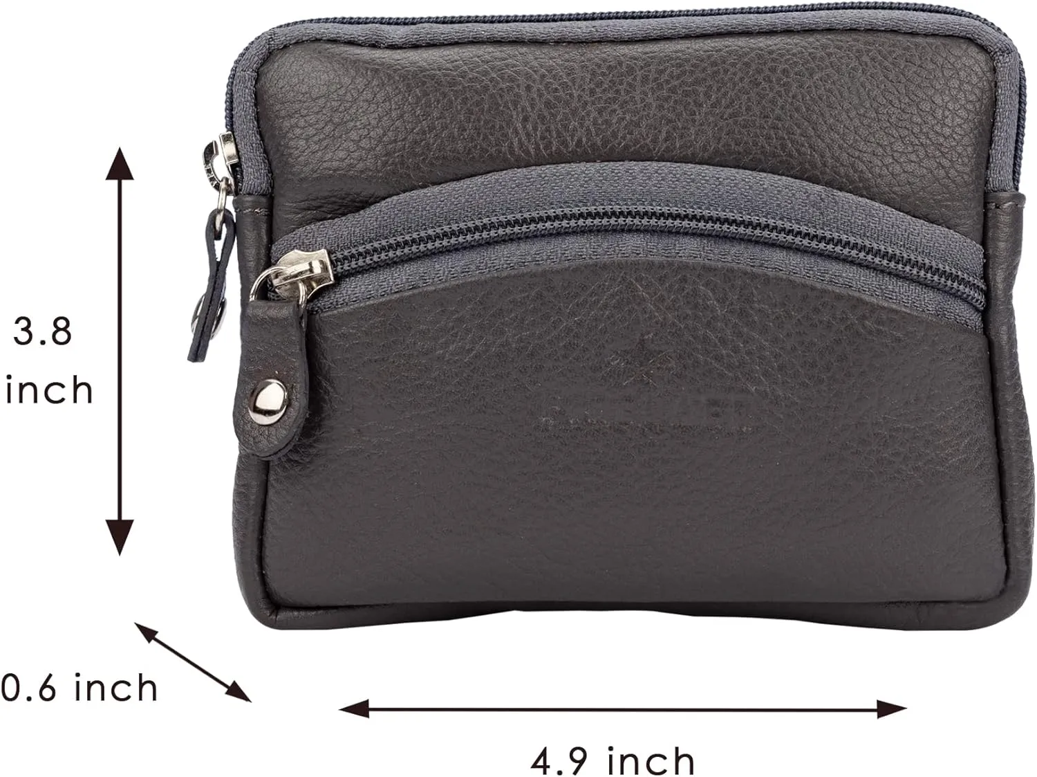 FINELAER Leather Coin Pouch Purse Wallet Change Pocket Size Holder Zipper For Men & Women
