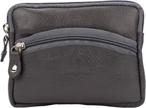 FINELAER Leather Coin Pouch Purse Wallet Change Pocket Size Holder Zipper For Men & Women