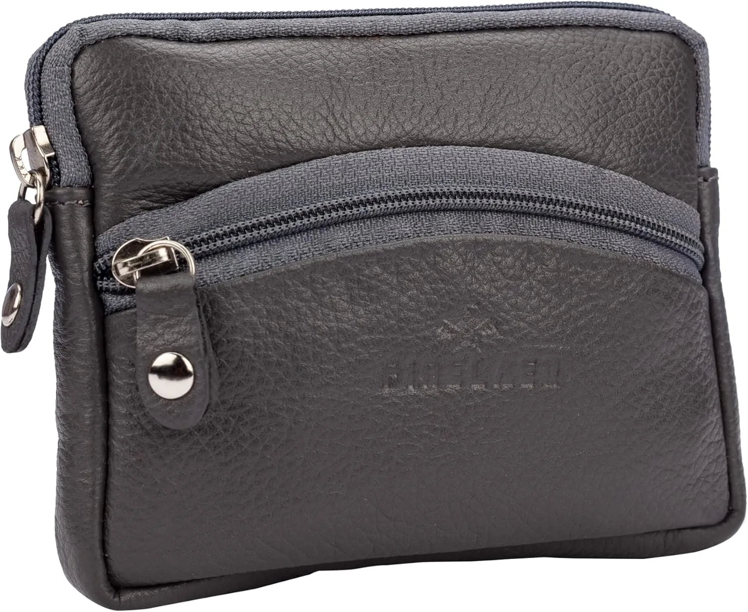FINELAER Leather Coin Pouch Purse Wallet Change Pocket Size Holder Zipper For Men & Women