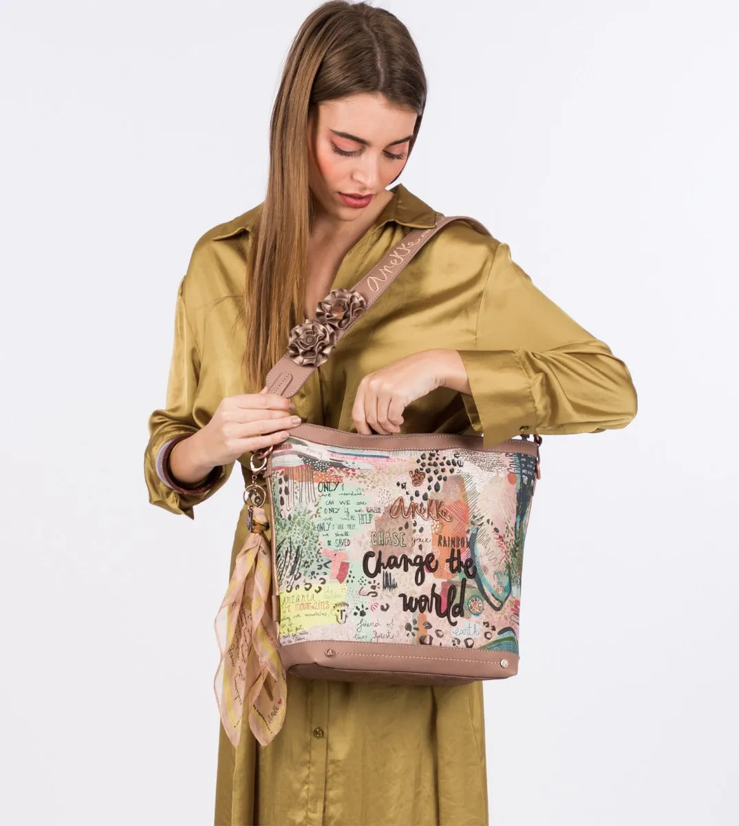 First-time buyer discount a Streamlined bag crossbody Nature with strap floral