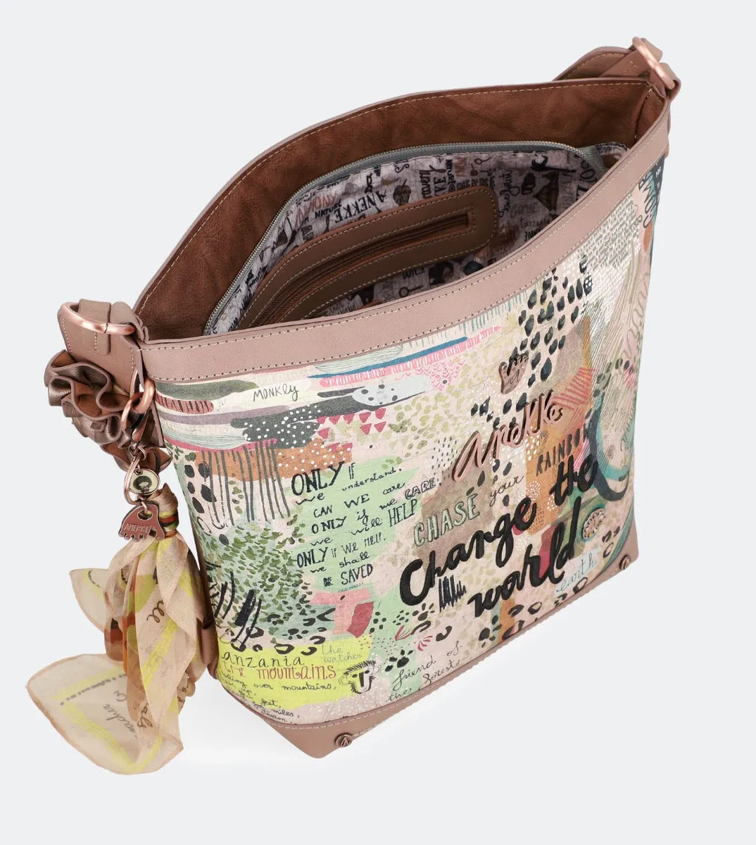First-time buyer discount a Streamlined bag crossbody Nature with strap floral