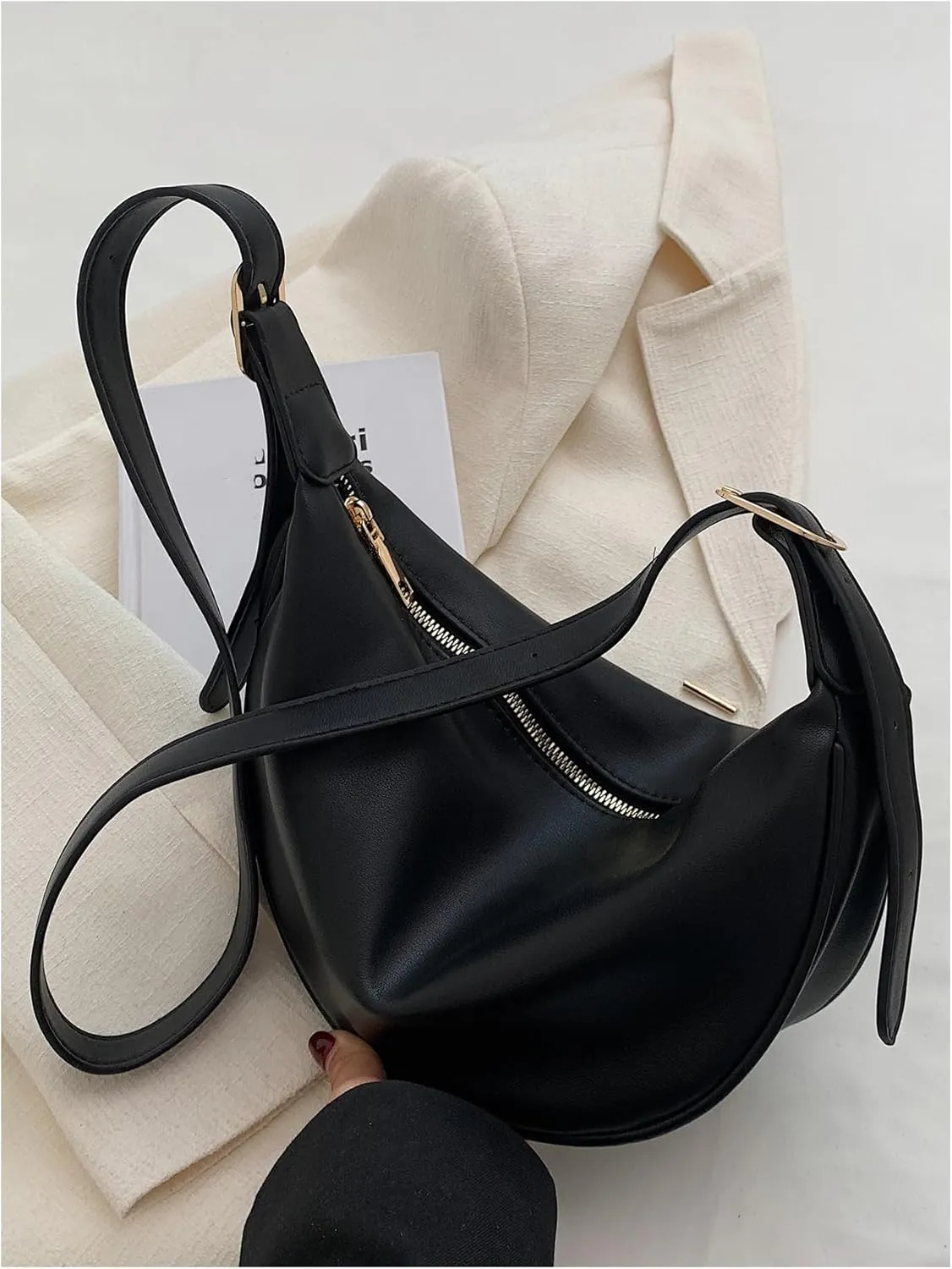 Floerns Women's PU Leather Crossbody Trendy Shoulder Bag Zipper Saddle Bag
