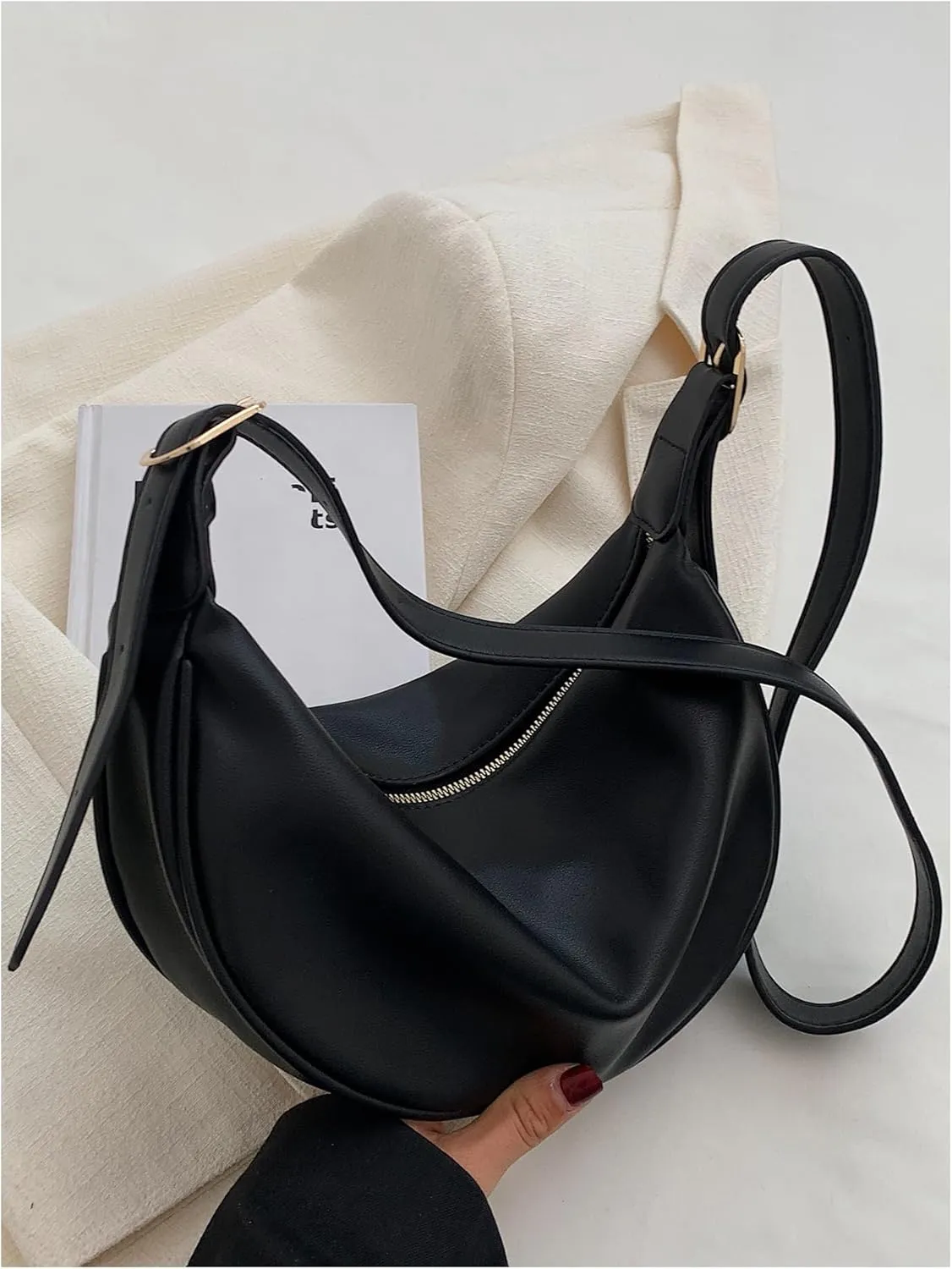 Floerns Women's PU Leather Crossbody Trendy Shoulder Bag Zipper Saddle Bag
