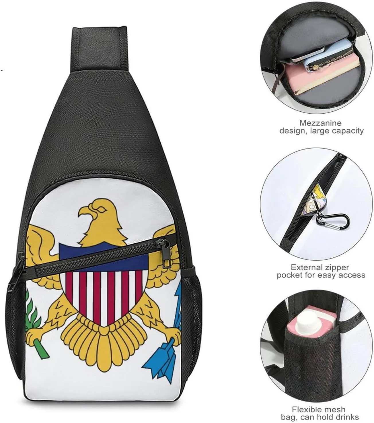 Floral Bird Tropical Paradise Hawaii Large Capacity Portable Chest Bag, Single Shoulder Chest Bag