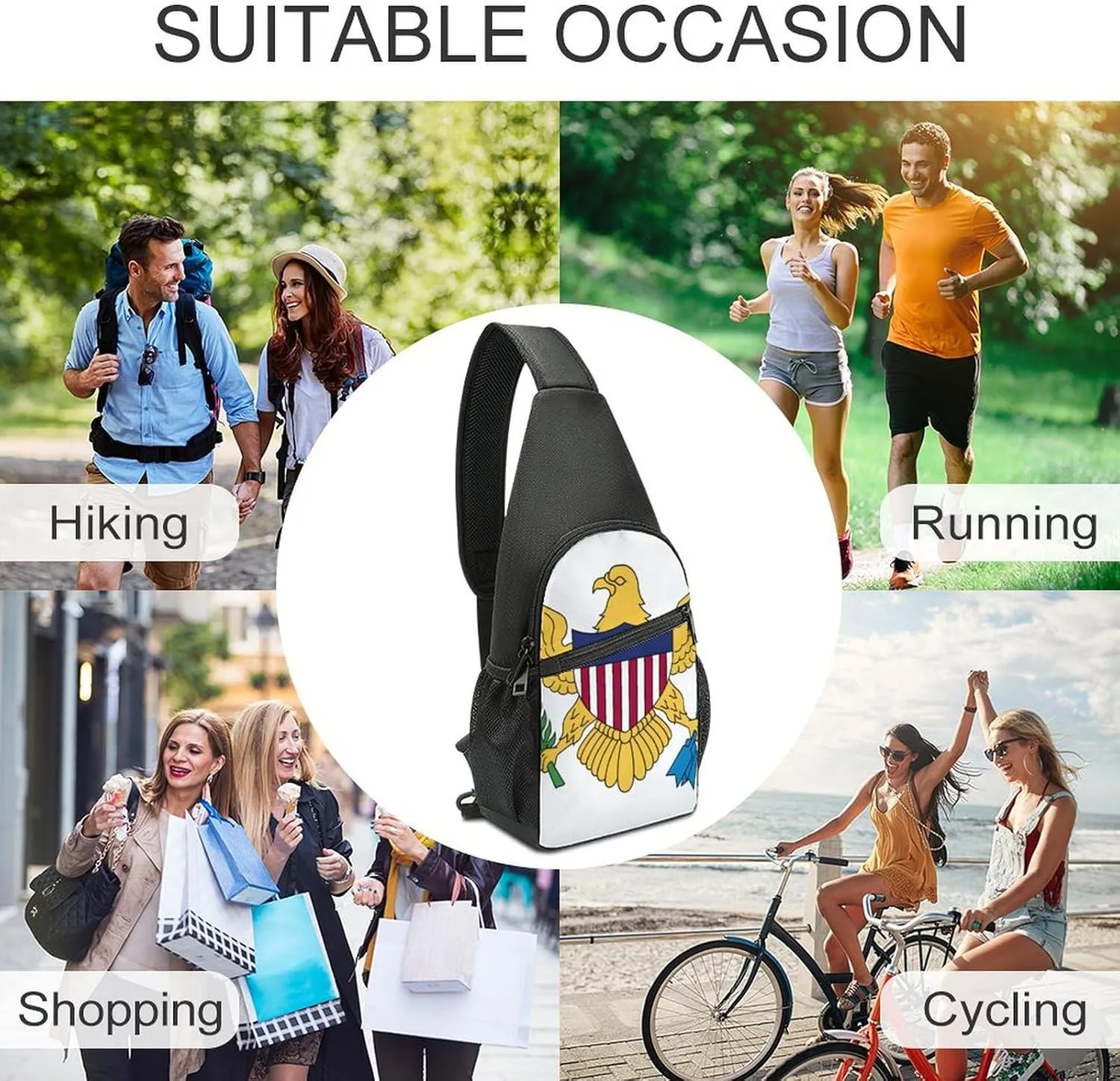 Floral Bird Tropical Paradise Hawaii Large Capacity Portable Chest Bag, Single Shoulder Chest Bag