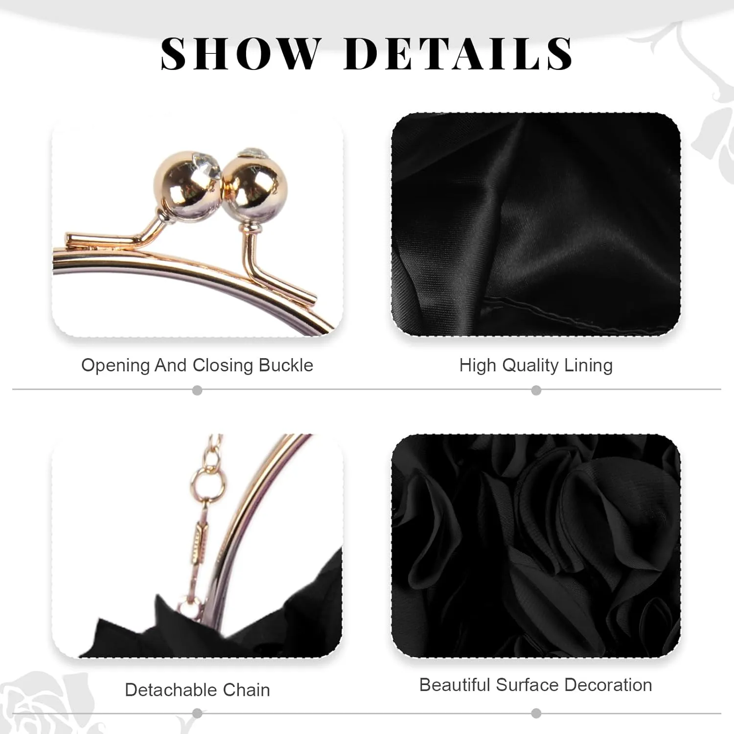 Floral Clutch Purses for Women Flower Evening Bag Wedding Purse Party Prom Handbags