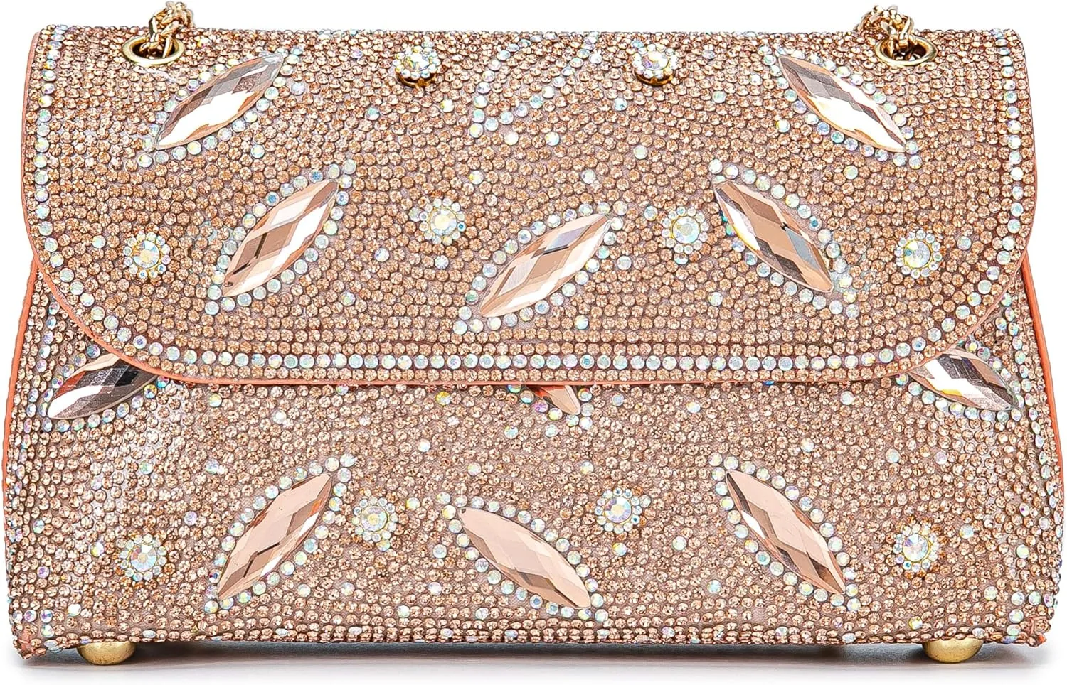 Flower Evening Handbags Chain Strap Square Shoulder Bag Crossbody Bag Crystals Rhinestone Clutch Purse