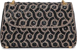 Flower Evening Handbags Chain Strap Square Shoulder Bag Crossbody Bag Crystals Rhinestone Clutch Purse