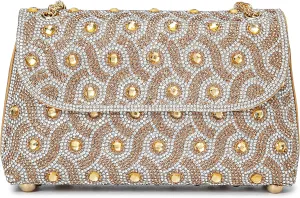 Flower Evening Handbags Chain Strap Square Shoulder Bag Crossbody Bag Crystals Rhinestone Clutch Purse