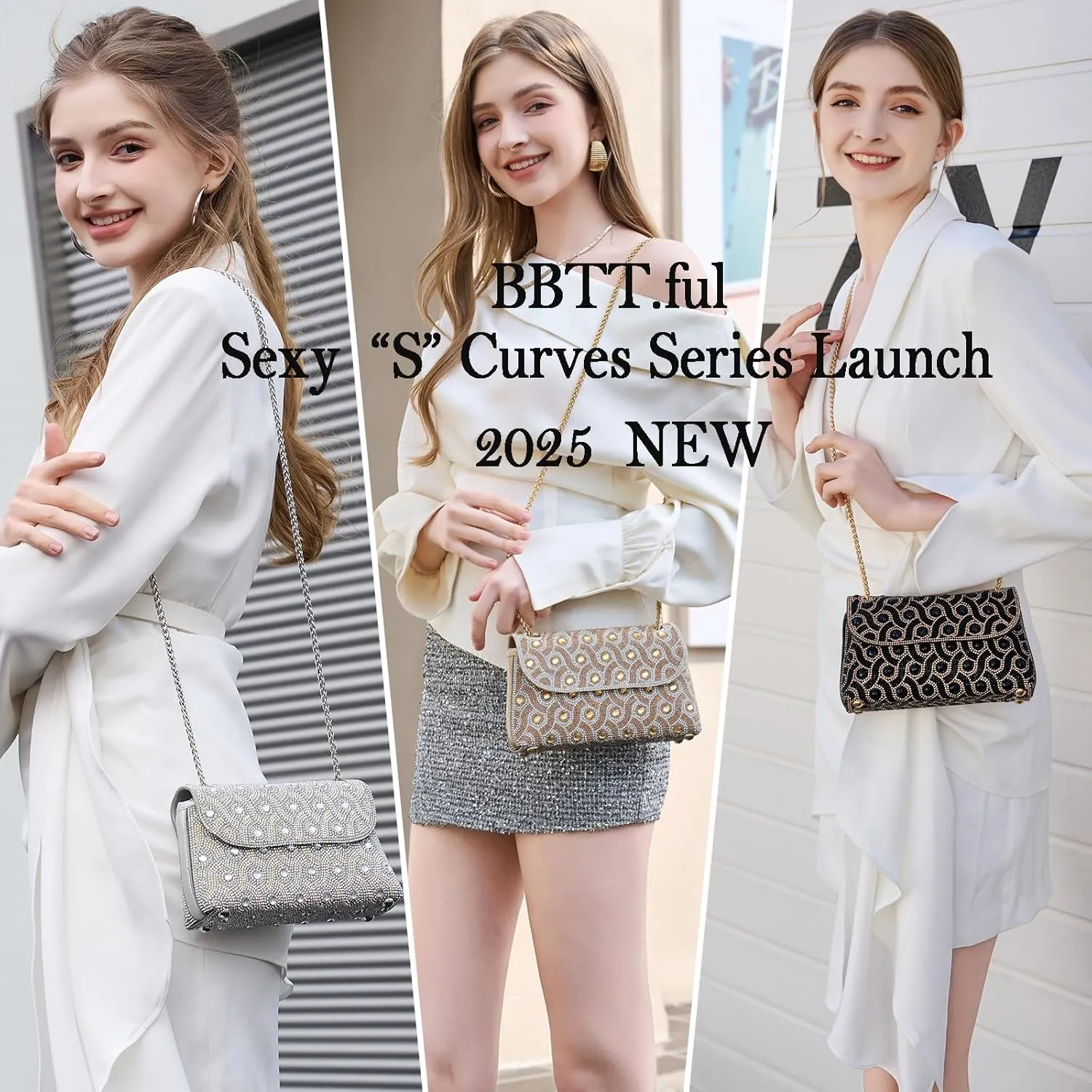 Flower Evening Handbags Chain Strap Square Shoulder Bag Crossbody Bag Crystals Rhinestone Clutch Purse