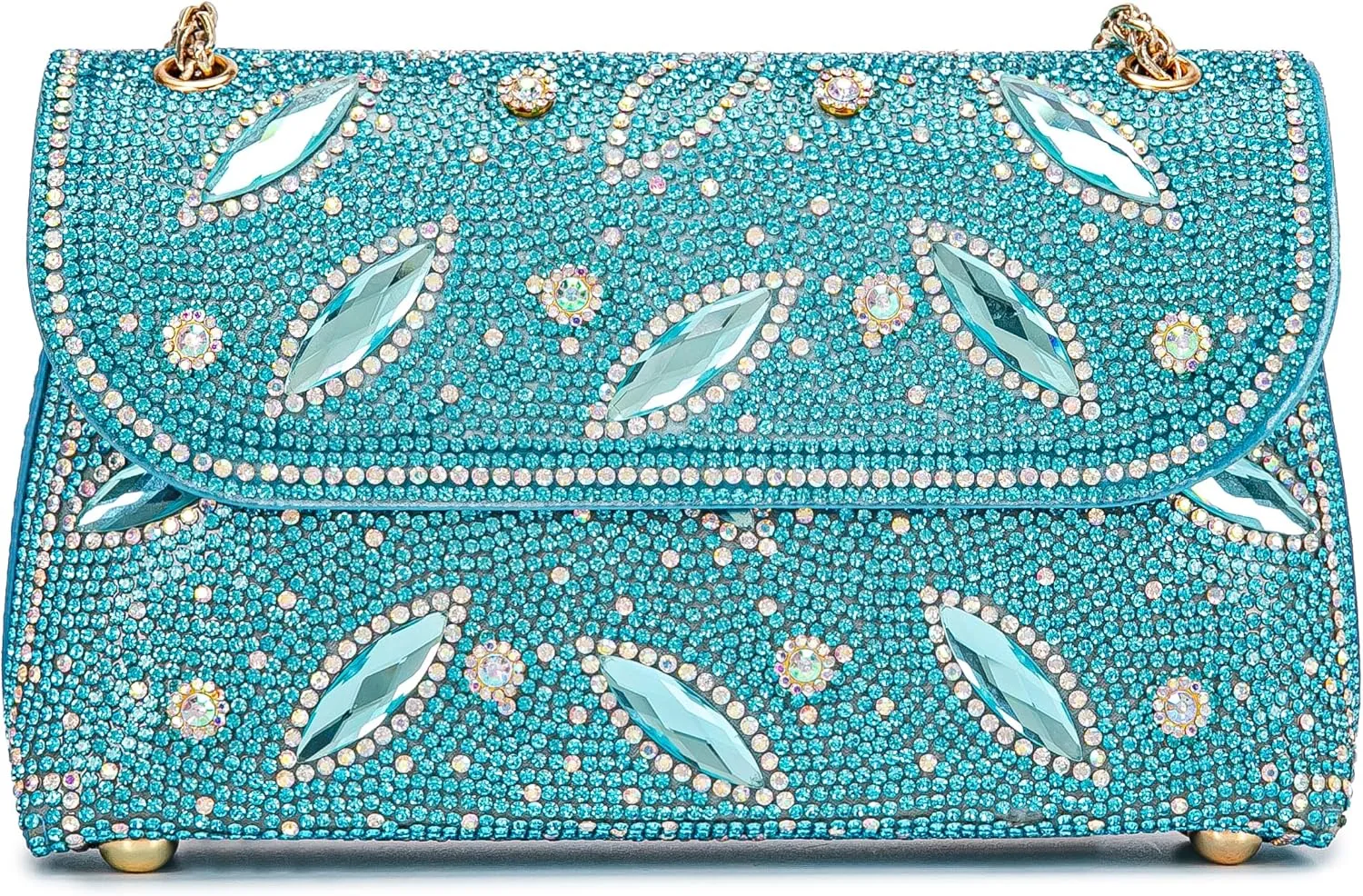 Flower Evening Handbags Chain Strap Square Shoulder Bag Crossbody Bag Crystals Rhinestone Clutch Purse