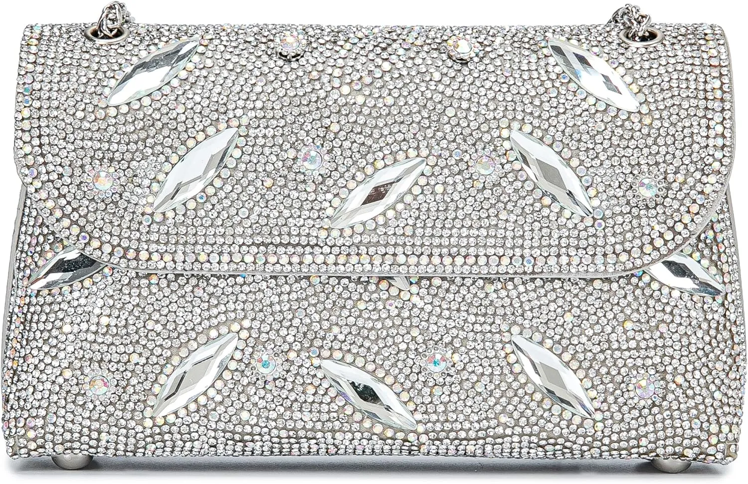 Flower Evening Handbags Chain Strap Square Shoulder Bag Crossbody Bag Crystals Rhinestone Clutch Purse