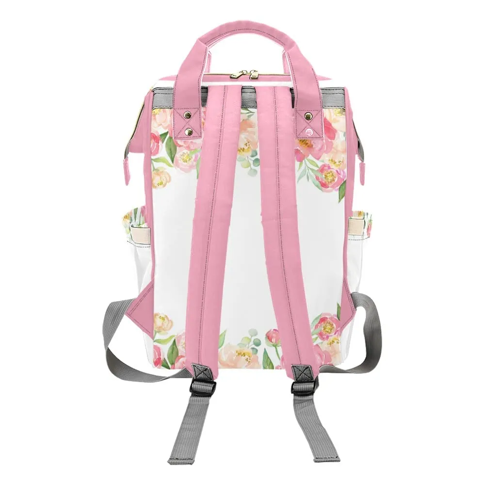Flower Leave Watercolor Elephant Diaper Bags Backpack with Name Personalized Baby Bag Nursing Nappy Bag Gifts