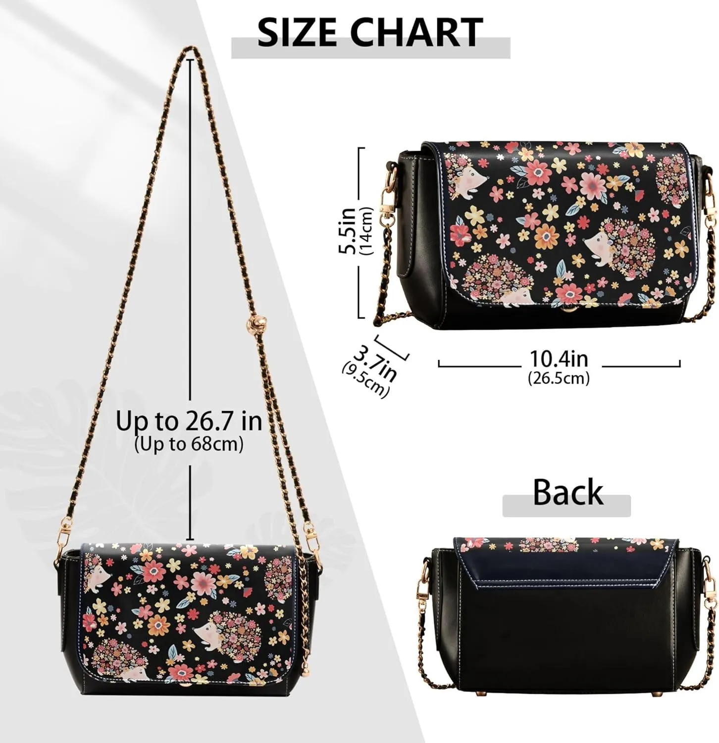 Flower Women Leather Shoulder Bag, Tiedyed Stripe Blue Crossbody Purses for Women Trendy Handbag with Chain Strap