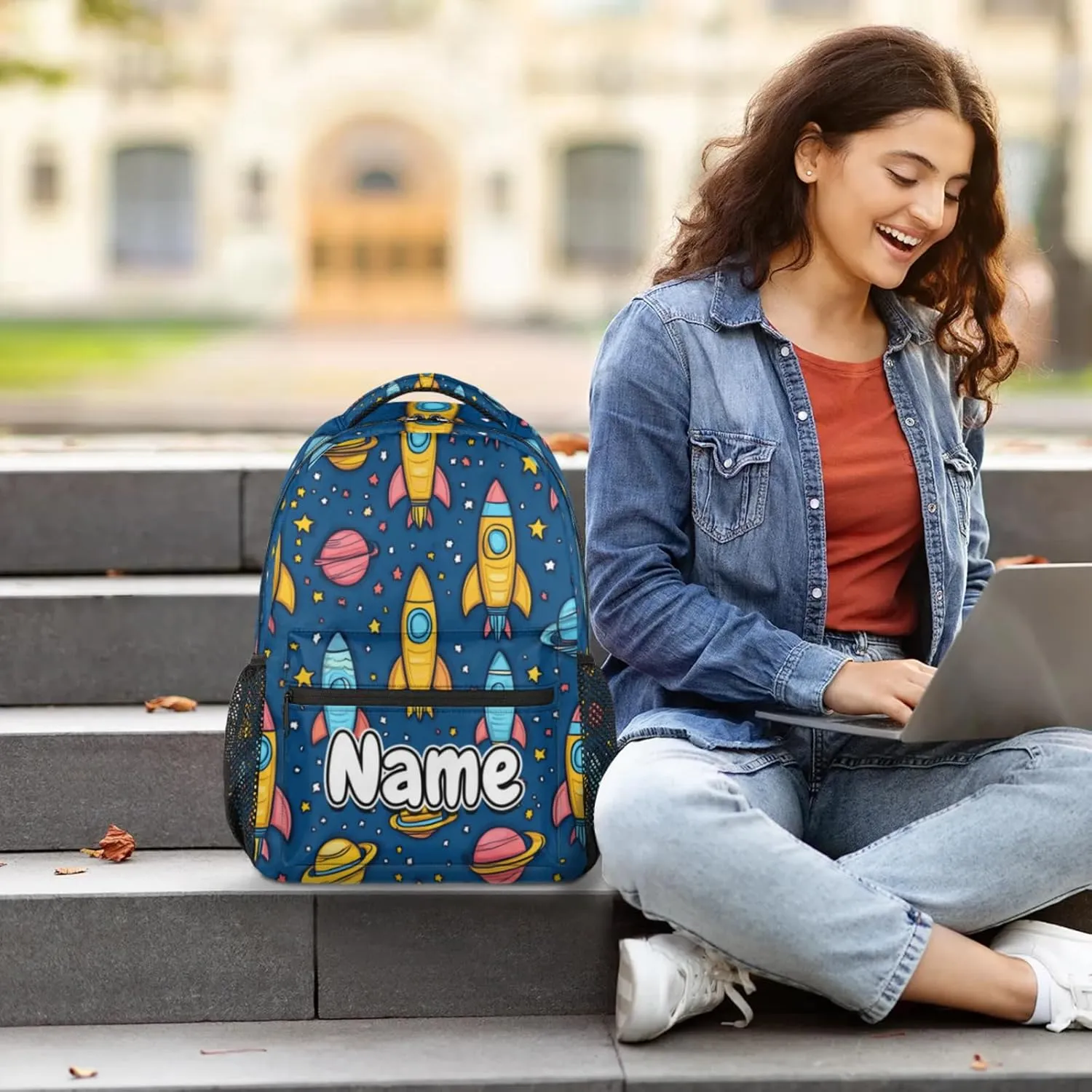 Flying Rockets Large Backpack Fashion Travel Backpacks for Business Women Men Casual Laptop Bag Waterproof Lightweight Shoulder Bags 16in